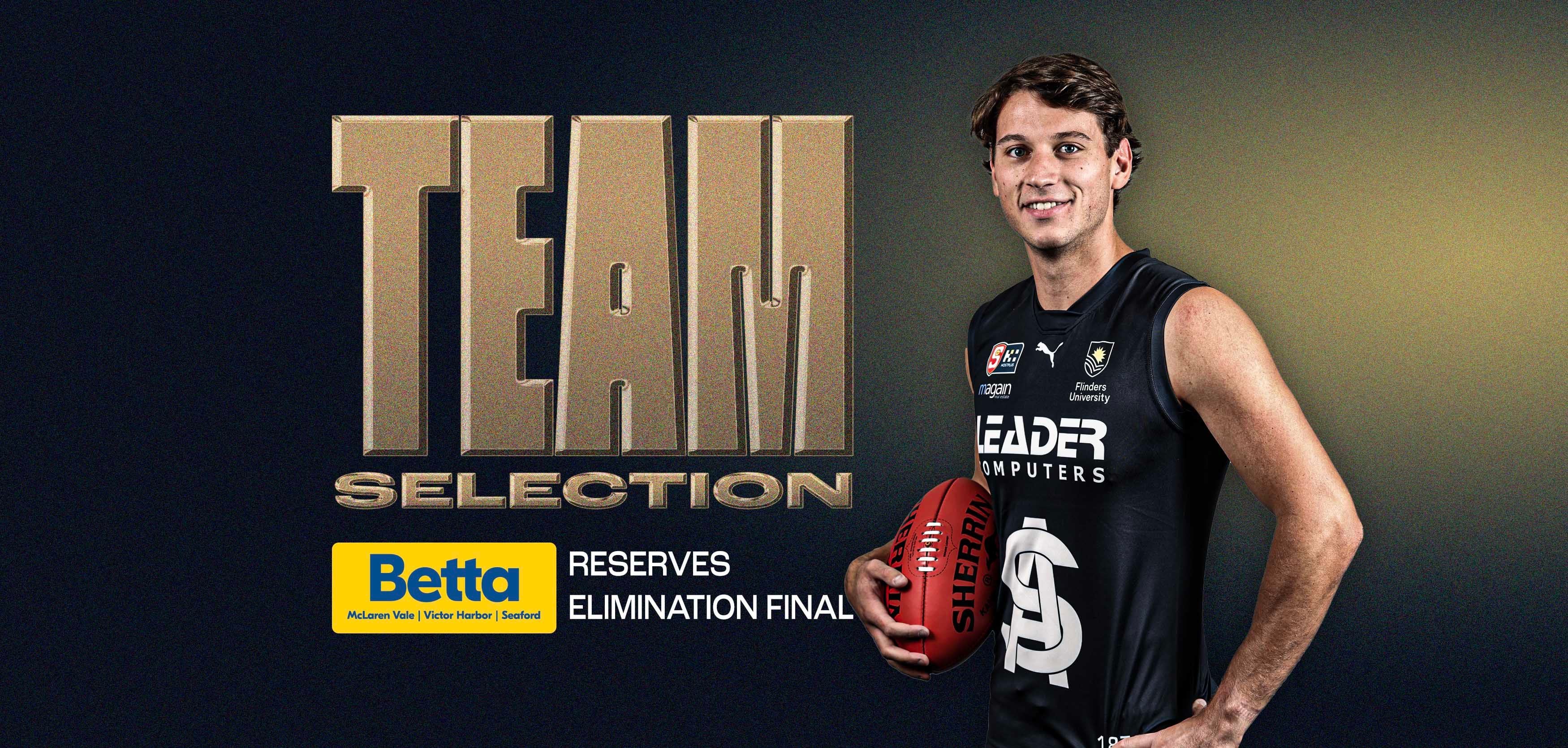 BETTA Team Selection: SANFL Reserves Elimination Final v Eagles BETTA Team Selection: SANFL Reserves Elimination Final v Eagles